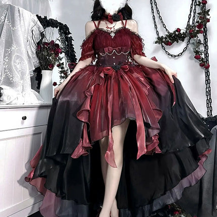 Gothic Elegance Red Princess Lolita Gown – Dramatic New Year's Edition