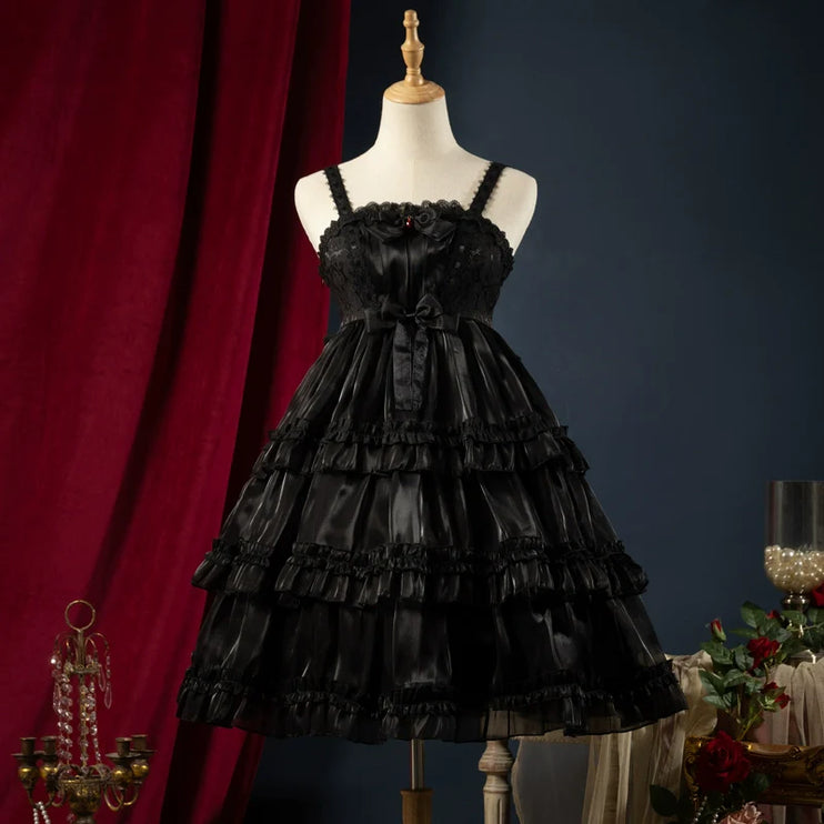 Starry Love Melody Original JSK Three-Tiered Cake Skirt Solid Color Lolita Suspender Dress