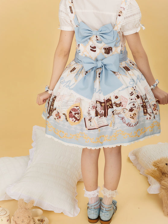 Alice Rabbit High-Waisted Classical Sweet JSK Lolita dress Lolita Suspender with Lace Trim and Bow