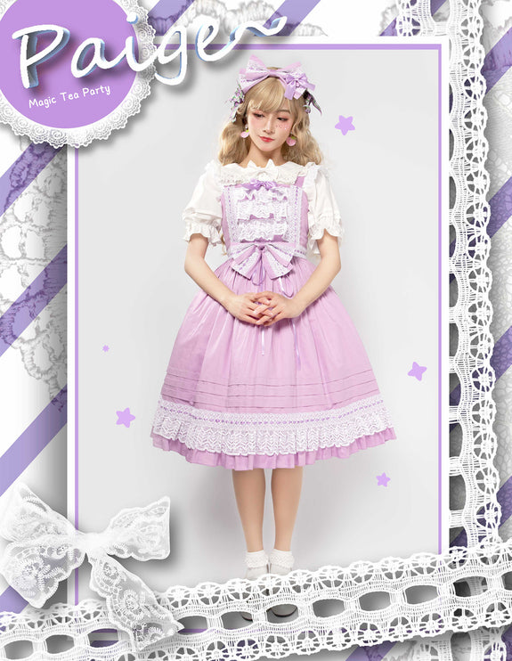 Elegant Multicolored Lolita Dress with Bow Details    OP & JSK