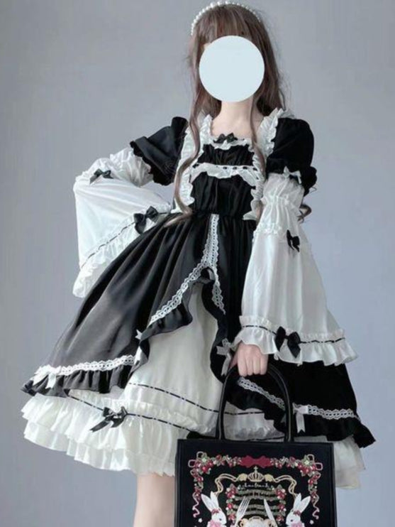 Elegant Black and White Layered Lolita Dress - Versatile and Comfortable for All Occasions