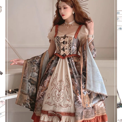 Original Lolita Dress "Constantine OP" Oil Painting Pattern, Classic Retro Lolita Dress