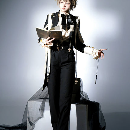 Priest Lolita long-sleeved coat, shirt, and pants — Ouji (prince-style), knight-inspired outfit