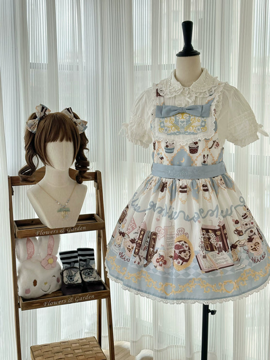 Alice Rabbit High-Waisted Classical Sweet JSK Lolita dress Lolita Suspender with Lace Trim and Bow