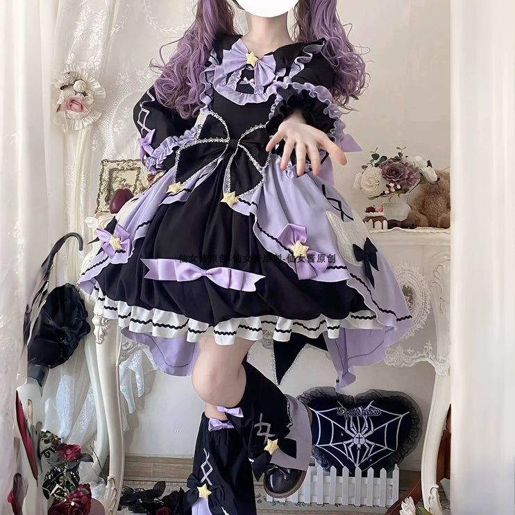 Kuromi Witch Lolita Dress - Dark Gothic Halloween Long Sleeve OP