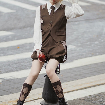 Original Ouji Fashion Brown Lolita Vest Prince Outfit