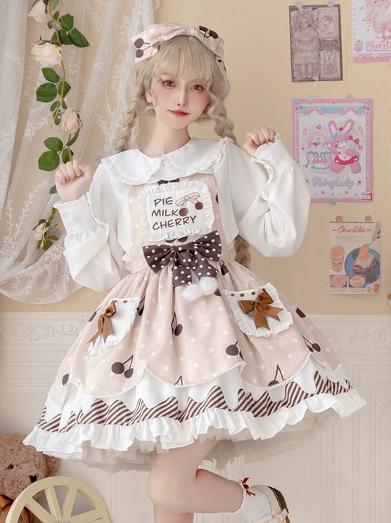 Cherry Delight Lolita JSK - Sweet Dessert-Inspired Princess Dress with Playful Bow Accents