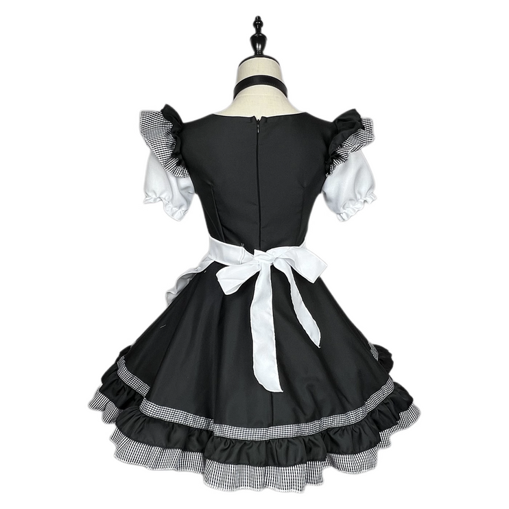 S-XXXXXL Pink Maid Cos Costume with Cat's Paw Apron OP Kitty Lolita Dress