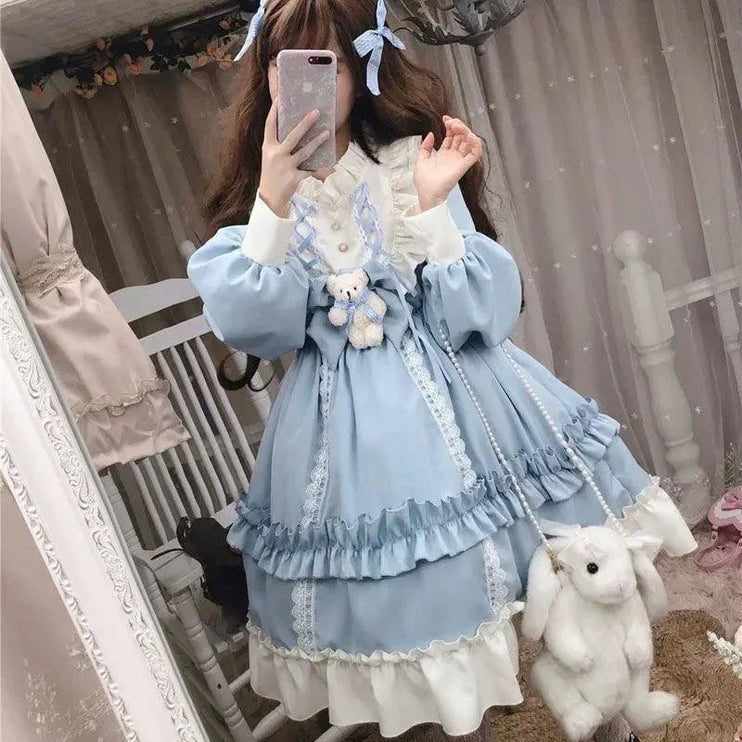 L-5XL Plus Size Fairy Tale Lolita Princess Dress - Loose Fit and Slimming, Fits up to 300 lbs