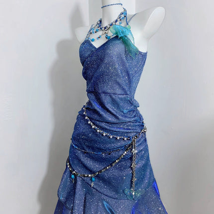Legend of the Blue Sea Teal Blue Green Princess Sexy Bodycon Mermaid Dress Gown
