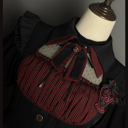 Gothic Lolita Dress with Ruffled Hem and Corset Detail