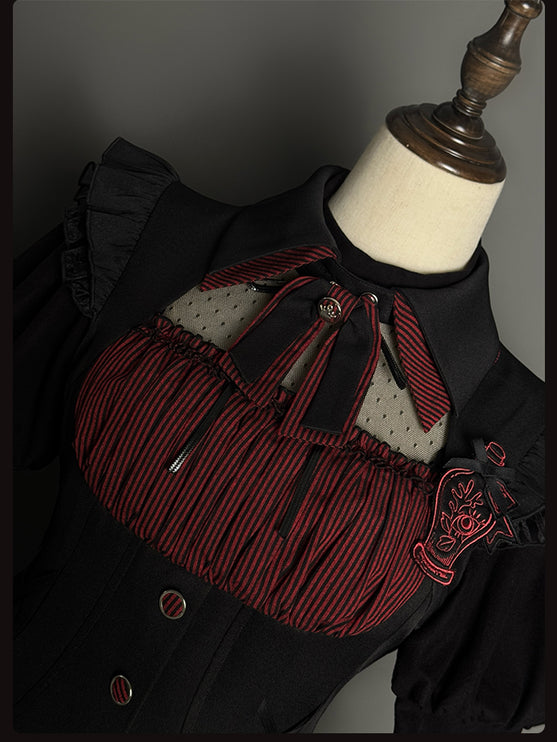 Gothic Lolita Dress with Ruffled Hem and Corset Detail