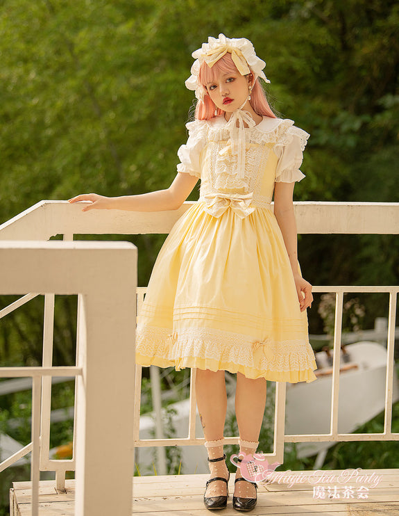 Elegant Multicolored Lolita Dress with Bow Details    OP & JSK