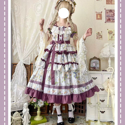 Pastel - hued Vintage - inspired Lolita Dress with Delicate Ruffles and Adorable Cartoon Prints