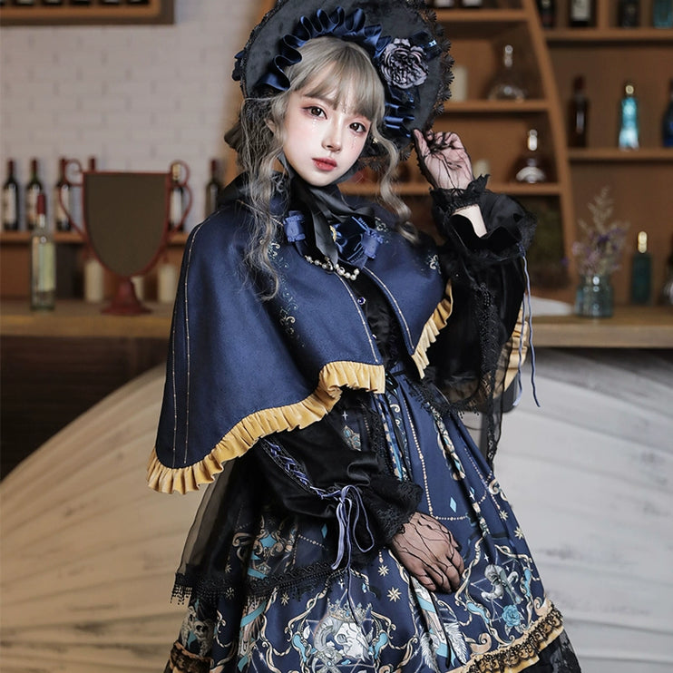 Eternal Enchantment - Gothic Halloween Dark Lolita Embroidered Lace OP Dress