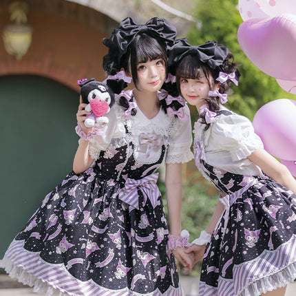 Sanrio Super Cute Sweet JSK Lolita Dress with Striped Trim & Bow