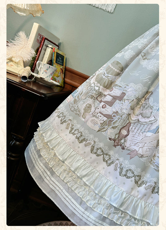 Elegant Floral Lolita JSK with Sash - Vintage Charm for Everyday and Special Occasions