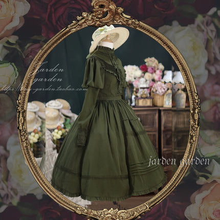 Black Forest Charm: Elegance Classic Vintage Lamb Leg Sleeve Stand-Up Collar Lolita Lolita OP Dress in Seven Colors