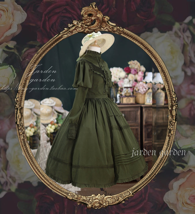 Black Forest Charm: Elegance Classic Vintage Lamb Leg Sleeve Stand-Up Collar Lolita Lolita OP Dress in Seven Colors