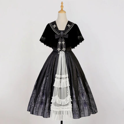 Original Silent Gothic Cathedral Daily Gothic Retro Dark Cla Lolita with Cape