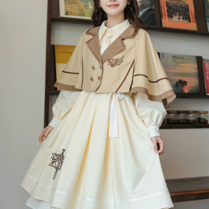 French Retro Lolita JK Dress Vintage Dress Cloak Suit