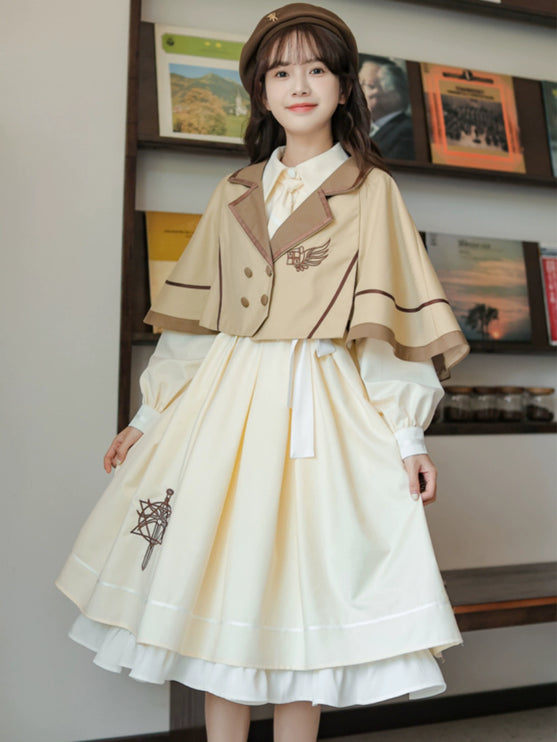 French Retro Lolita JK Dress Vintage Dress Cloak Suit