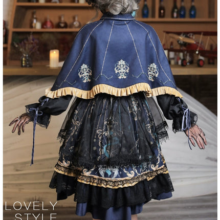 Eternal Enchantment - Gothic Halloween Dark Lolita Embroidered Lace OP Dress