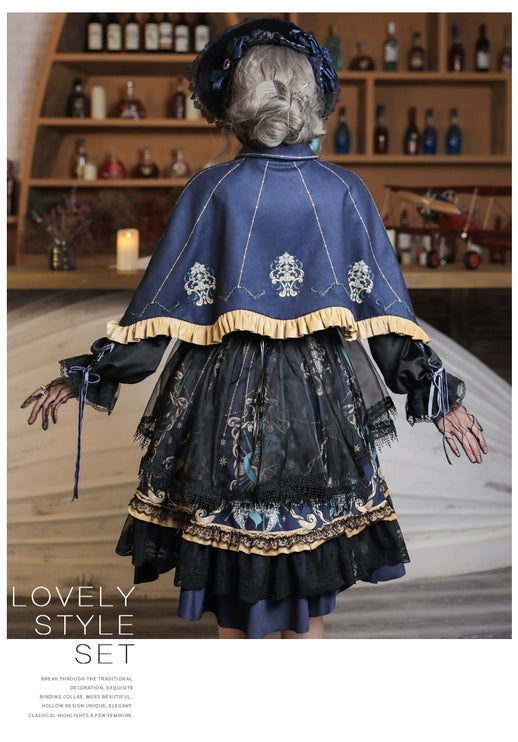 Eternal Enchantment - Gothic Halloween Dark Lolita Embroidered Lace OP Dress