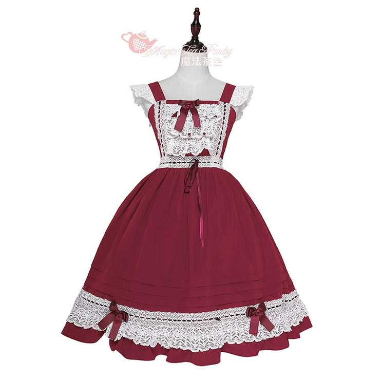 Elegant Multicolored Lolita Dress with Bow Details    OP & JSK