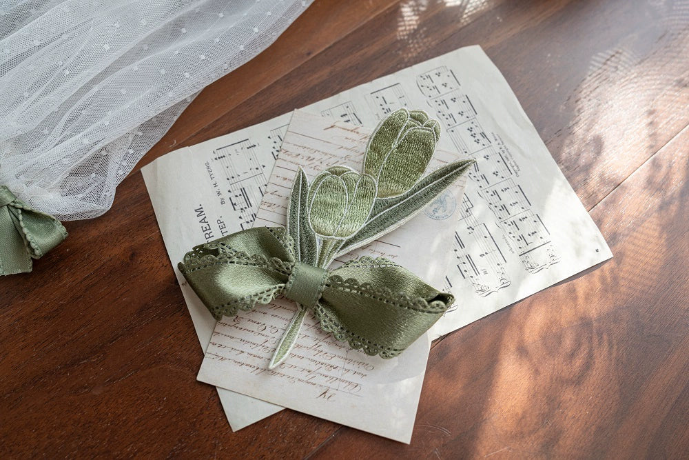 Sweet Lolita Dress - Light Green Layered Tulle Skirt with Lace & Embroidery