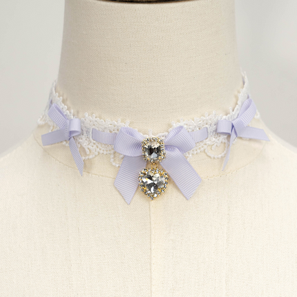 Edgy Punk Style Elaborate Double-Layer Necklace with Pearls and Gemstone Choker Lolita Collarbone Chain