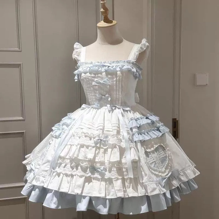 Lolita Dress with Delicate Layers, Ruffles and Bows, a Dreamy Fairy - tale Piece