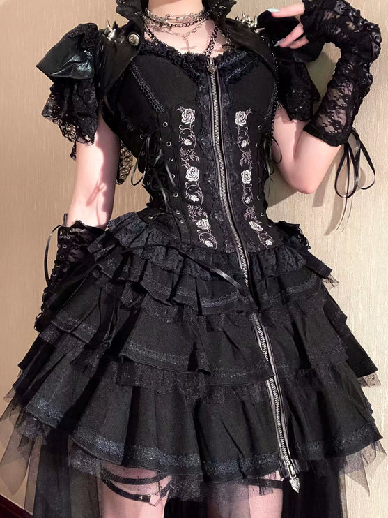 Summer of Roses JSK Gothic Dark Punk Black Lolita Dress