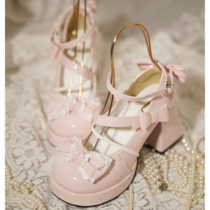 Mid-Heel Waterproof Lolita Shoes Cute Block-heeled Mary Jane shoes Pumps