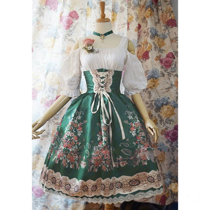 S-5XL Plus Size Classic Lolita Vintage Print Dress