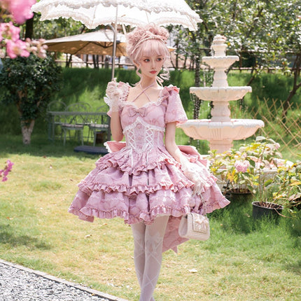 Puff Rose OP Princess Bow Trailing Dress Original Lolita