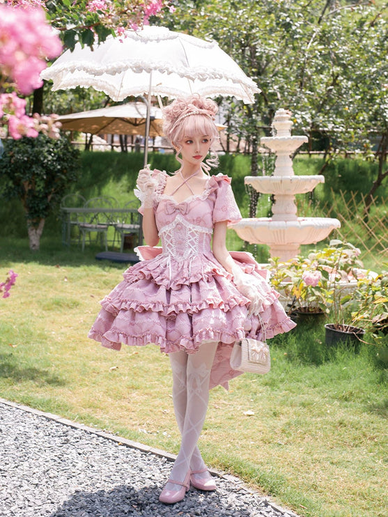 Puff Rose OP Princess Bow Trailing Dress Original Lolita