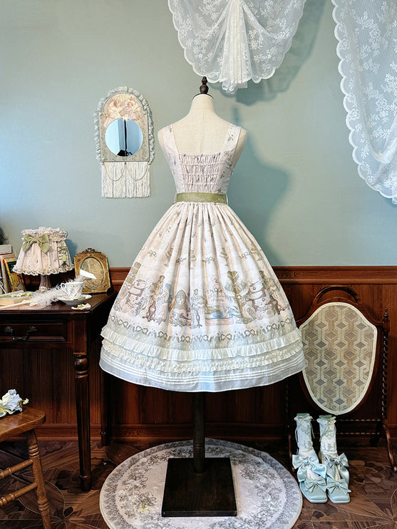 Elegant Floral Lolita JSK with Sash - Vintage Charm for Everyday and Special Occasions