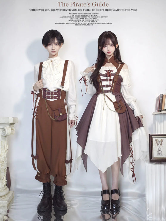 S-XL Ouji Suspenders Pants Prince Ensemble