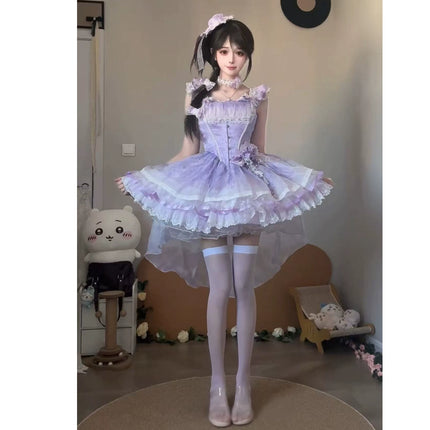 Dreamy Lavender Lolita Dress - Graceful High - Low Hem & Delicate Ruffles