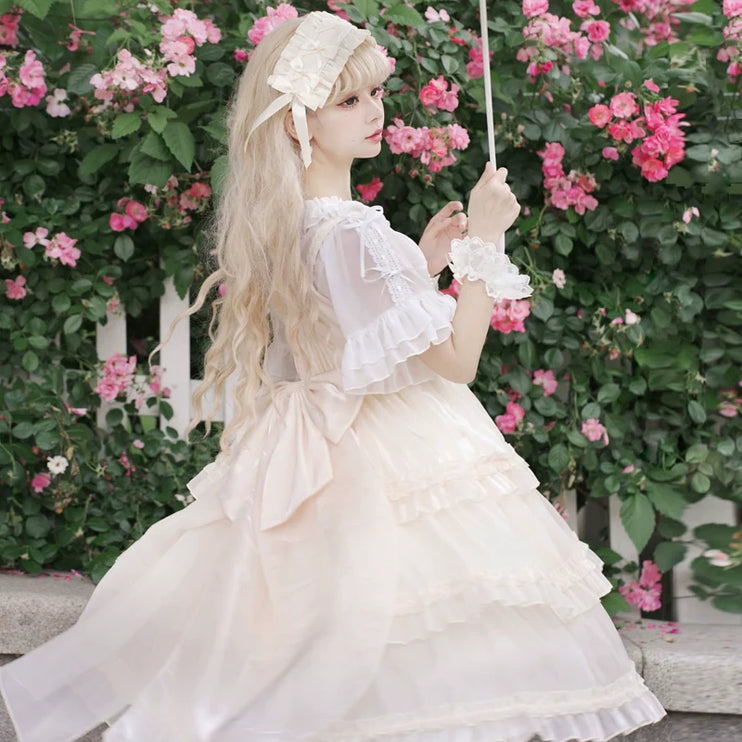 Starry Love Melody Original JSK Three-Tiered Cake Skirt Solid Color Lolita Suspender Dress