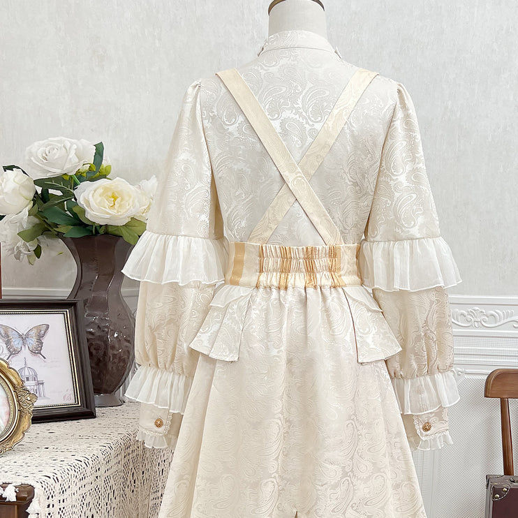 Ouji Fashion Regal Prince Lolita Ensemble: Cream and Gold Majesty for Themed Events
