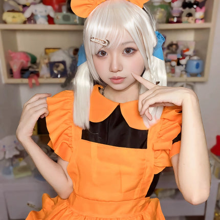 S-3XL Enchanting Halloween Lolita Maid Costume with Bat Applique and Ruffled Trim Skirt