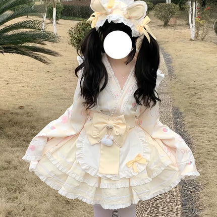 Colorful Fairy Tale Lolita Dress with Embroidery Details and Ruffled Skirt