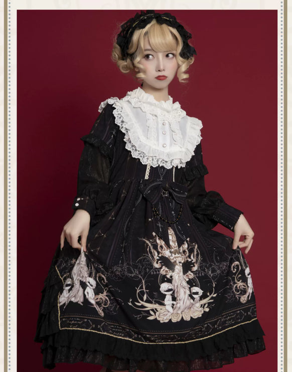 Original Lolita "Reunion with the World" OP Long-Sleeve Elegant Daily Dress