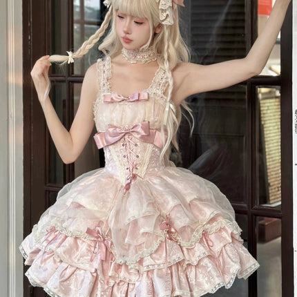 Sweet Strapless Princess Dress Gentle Cute Anime Style Lolita Dress