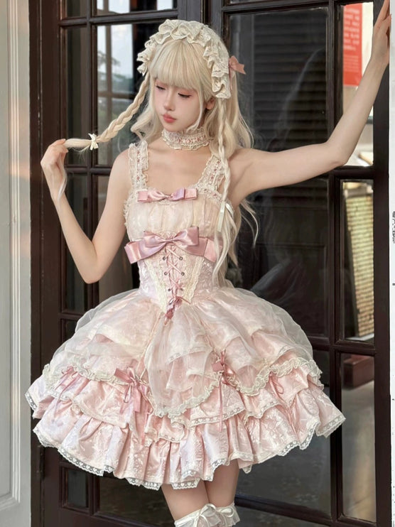 Sweet Strapless Princess Dress Gentle Cute Anime Style Lolita Dress