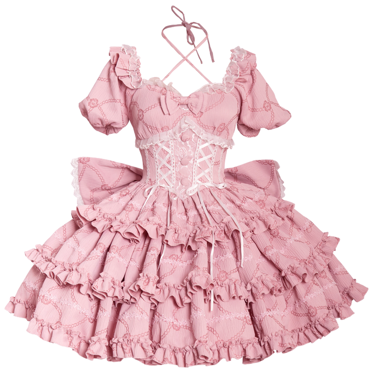 Puff Rose OP Princess Bow Trailing Dress Original Lolita