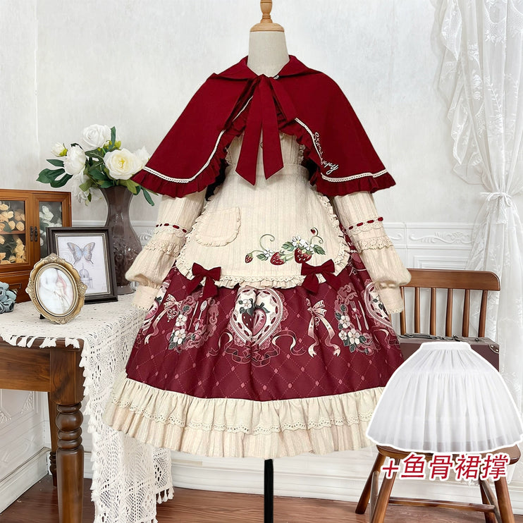 Lolita Sweetheart: Vintage Red-Brown & Cream Fairy-Tale Dress