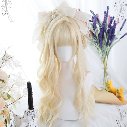 Soft Matte Pastel Golden Lolita Wig with Layered Ends Long Curly Hair